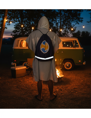 Surf-Poncho am Campingplatz